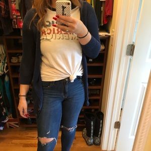 Navy quarter sleeve AE long cardigan